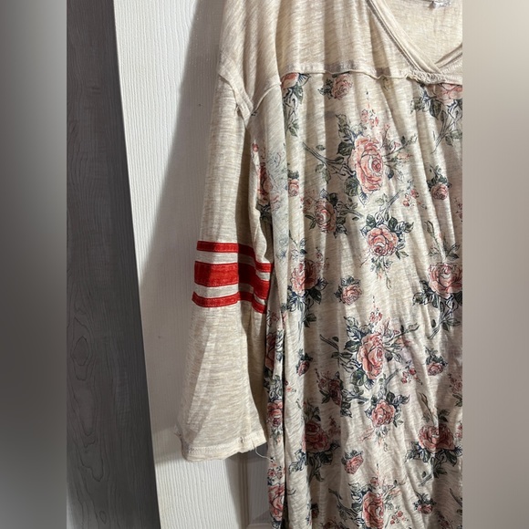 Plus size size 2x 3x floral slub baseball jersey long tunic top READ - Picture 4 of 9